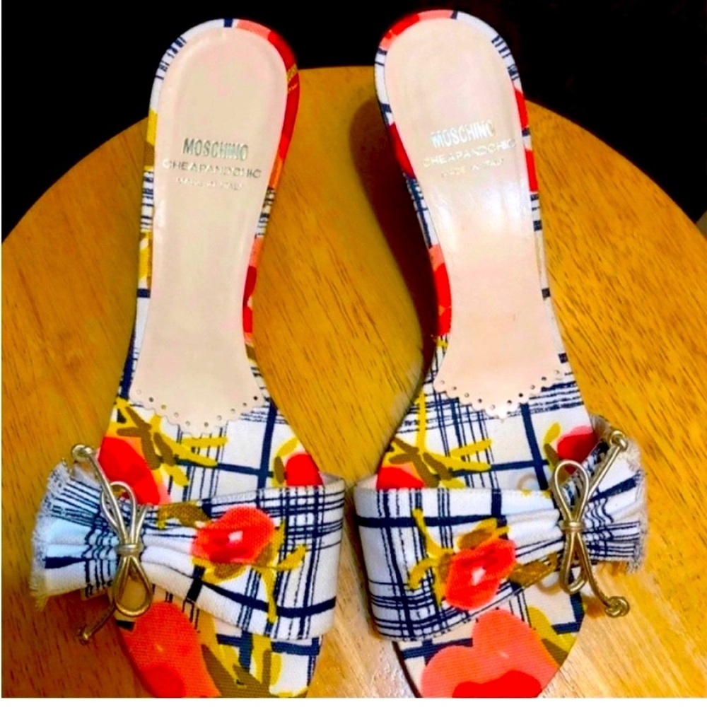 Moschino Red and Blue Mules Vibrant Style